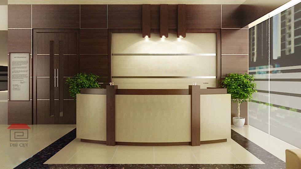 Thiết kế nội thất văn phòng xanh khu vực lễ tân