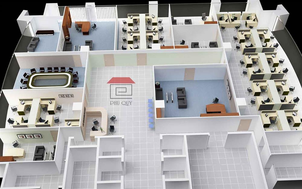 Mô phỏng tổng quan nội thất văn phòng Agribank