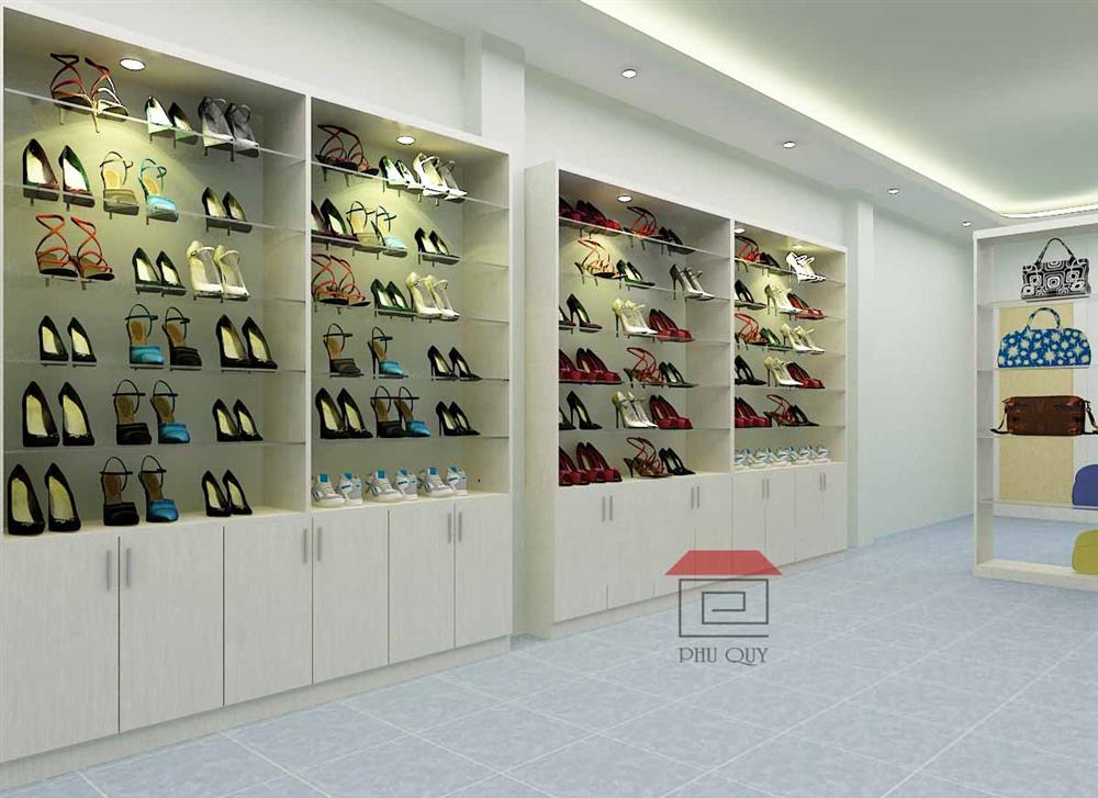 Hoàn thiện kệ trưng bày của showroom giày Minh Hoa