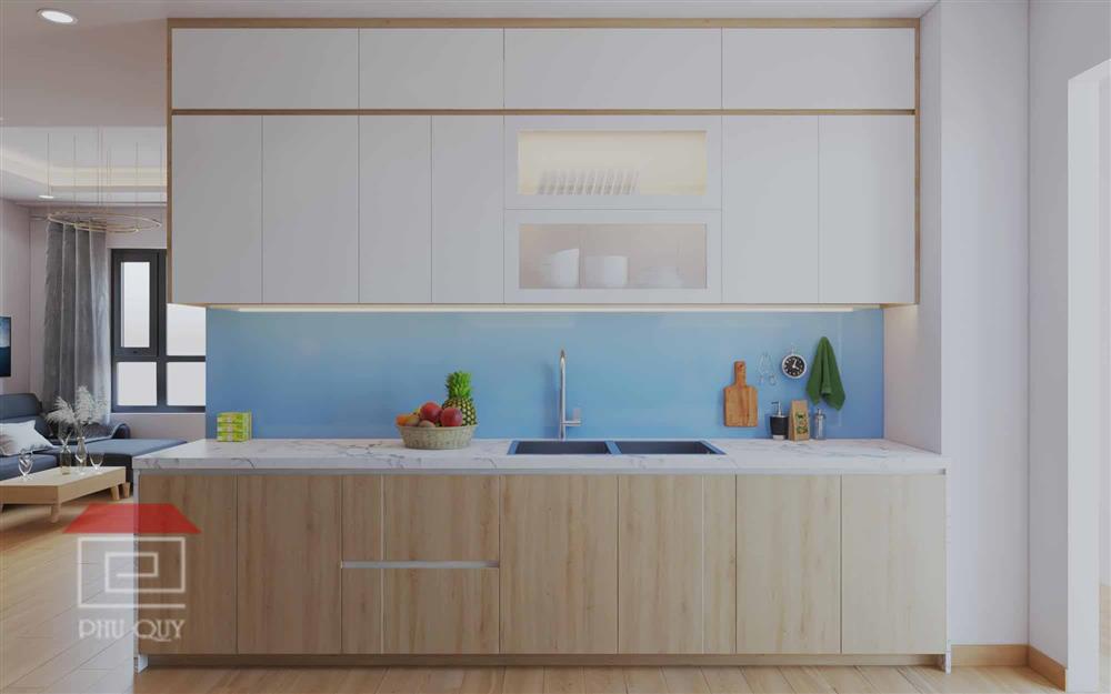 Khu vực chậu rửa và tủ để chén đĩa