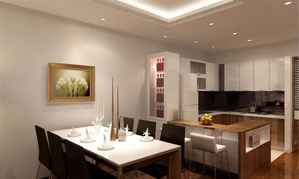 Phòng khách nối liền phòng bếp tạo không gian mở thoáng đãng