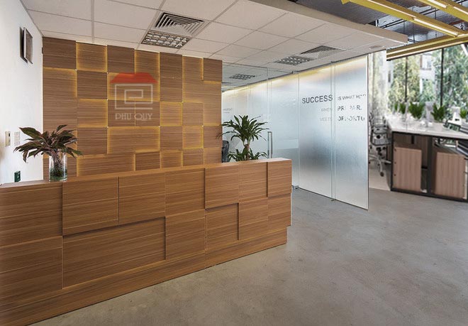 Không gian lễ tân công ty Gia Hưng - Dự án văn phòng